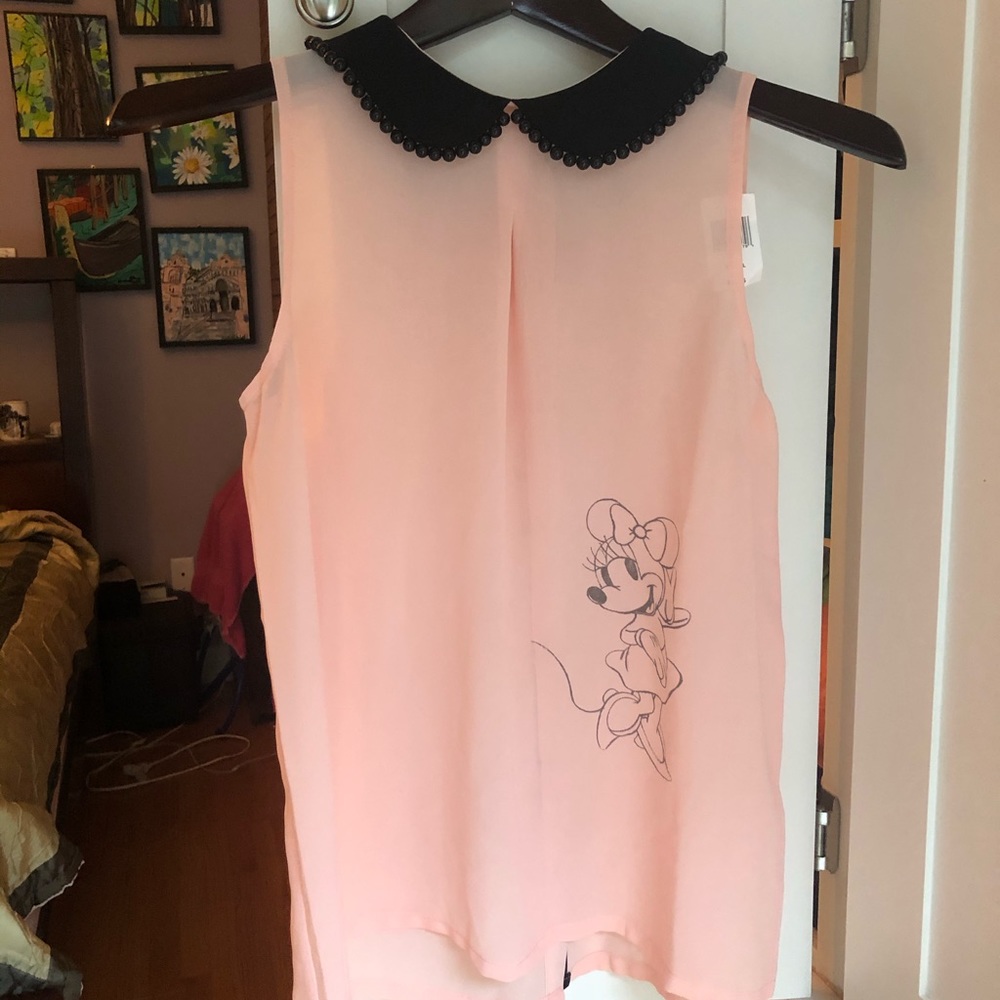 Minnie Mouse sheer tank with beaded collar